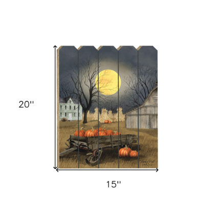 Harvest Moon Pumpkins Unframed Picket Fence Wall Art