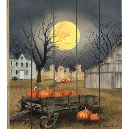 Harvest Moon Pumpkins Unframed Picket Fence Wall Art