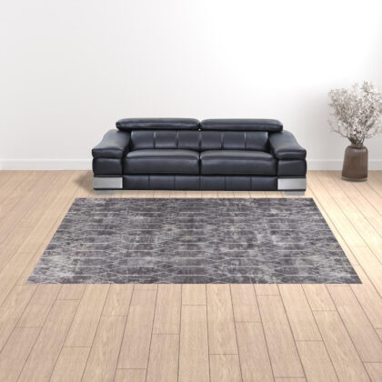 9' x 12' Brown and Ivory Geometric Power Loom Washable Area Rug