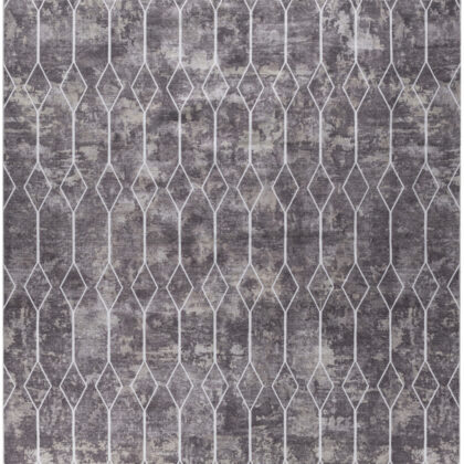 9' x 12' Brown and Ivory Geometric Power Loom Washable Area Rug