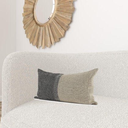 Black And Gray Two Tone Lumbar Pillow Cover