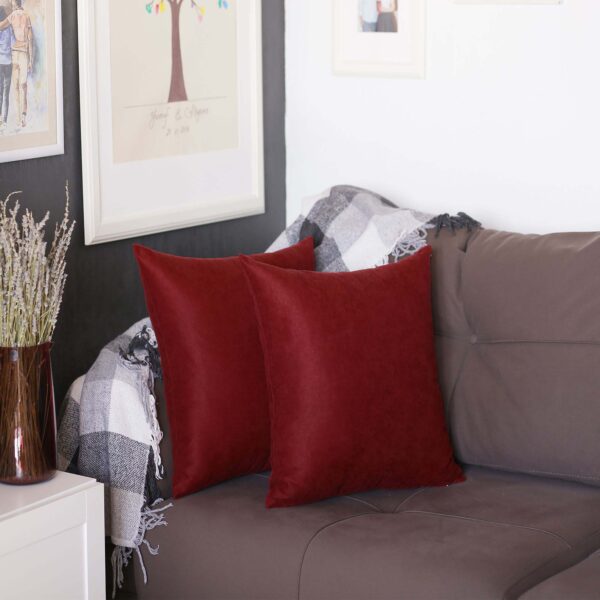 Set Of Two 20" X 20" Claret Red Polyester Zippered Pillow Cover