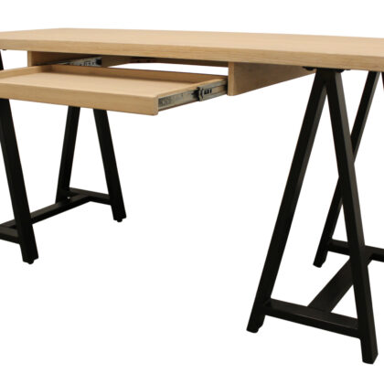 60" Ivory and Black Solid Wood Executive Desk