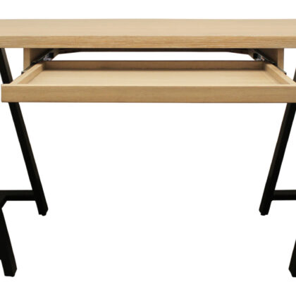 60" Ivory and Black Solid Wood Executive Desk