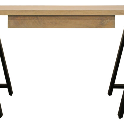 60" Ivory and Black Solid Wood Executive Desk