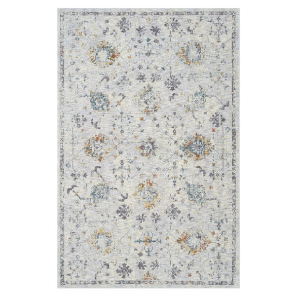 5' x 8' Ivory and Blue Floral Area Rug