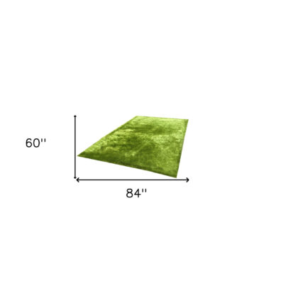 5' x 7' Lime Green Shag Hand Tufted Area Rug
