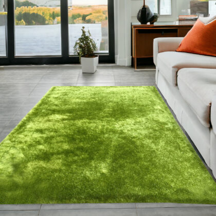 5' x 7' Lime Green Shag Hand Tufted Area Rug