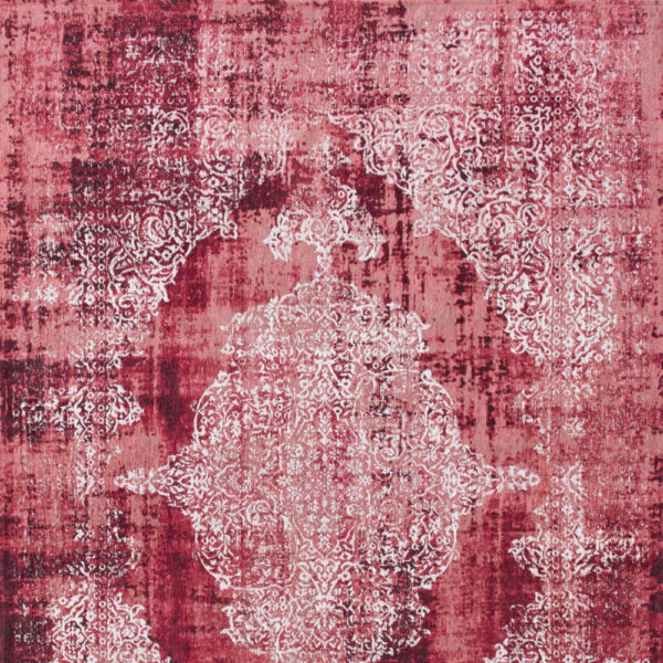 7' x 9' Red and White Oriental Non Skid Area Rug