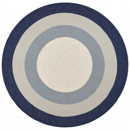7' Round Navy Blue Round Indoor Outdoor Area Rug