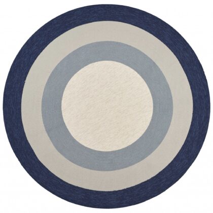 7' Round Navy Blue Round Indoor Outdoor Area Rug
