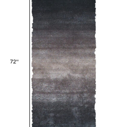 6' Charcoal Shag Hand Tufted Runner Rug