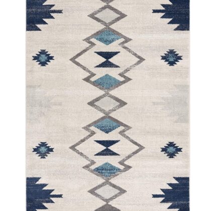 2' X 6' Cream Southwestern Dhurrie Area Rug