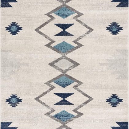 2' X 6' Cream Southwestern Dhurrie Area Rug