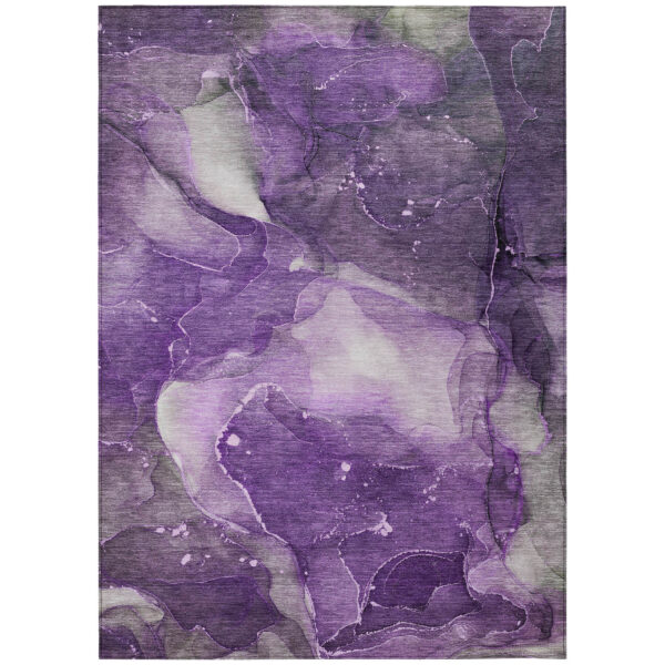 9' X 12' Purple Abstract Washable Non Skid Indoor Outdoor Area Rug