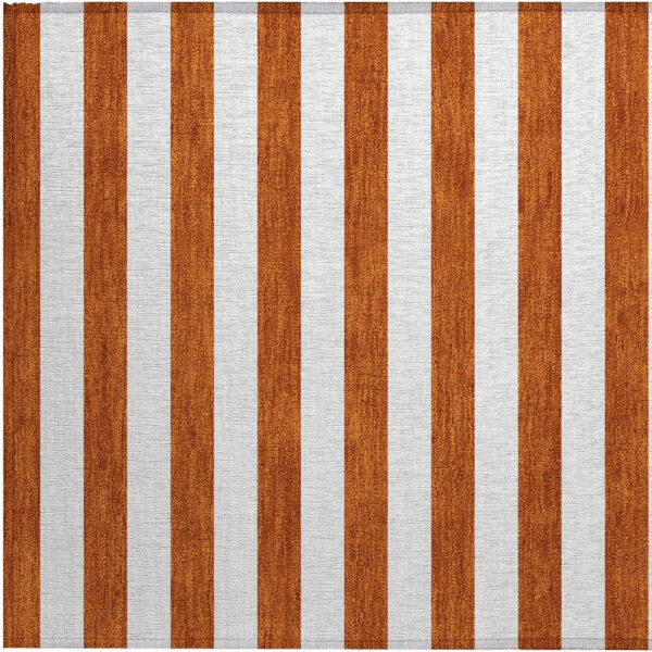 2' X 3' Orange Striped Washable Non Skid Indoor Outdoor Area Rug