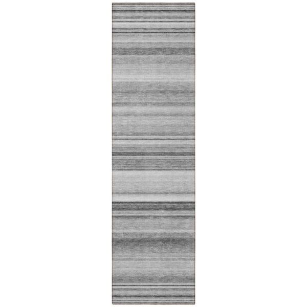 8' Runner Gray Striped Washable Non Skid Indoor Outdoor Runner Rug