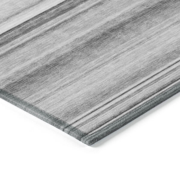 8' Runner Gray Striped Washable Non Skid Indoor Outdoor Runner Rug
