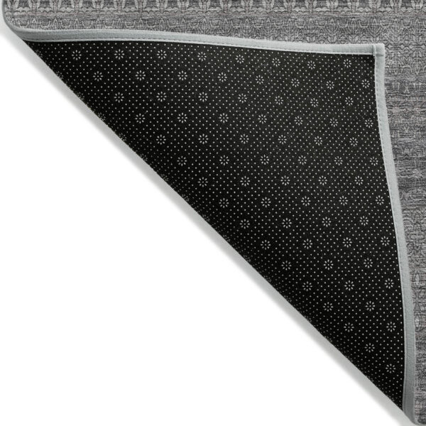 3' X 5' Gray Striped Washable Non Skid Indoor Outdoor Area Rug
