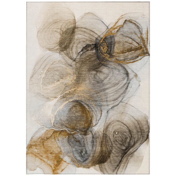 5' X 8' Brown Abstract Washable Non Skid Indoor Outdoor Area Rug