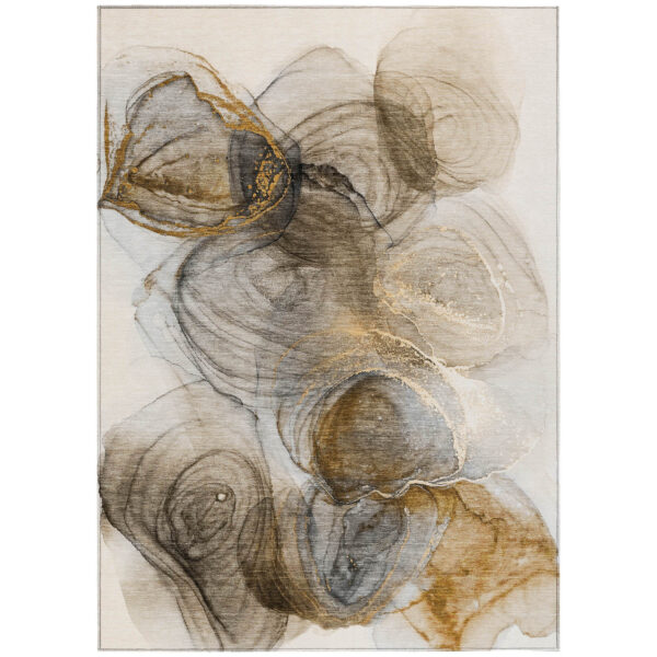 5' X 8' Brown Abstract Washable Non Skid Indoor Outdoor Area Rug