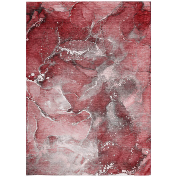 8' X 10' Merlot Abstract Washable Non Skid Indoor Outdoor Area Rug