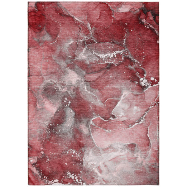 8' X 10' Merlot Abstract Washable Non Skid Indoor Outdoor Area Rug