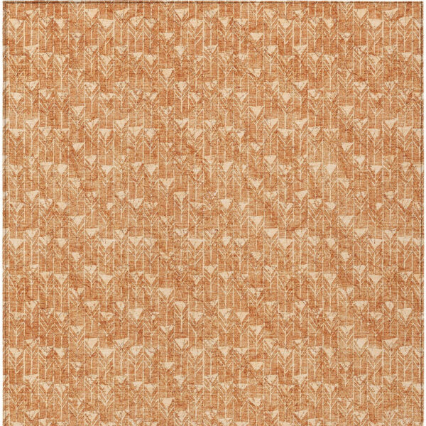 3' X 5' Bronze Geometric Washable Non Skid Indoor Outdoor Area Rug
