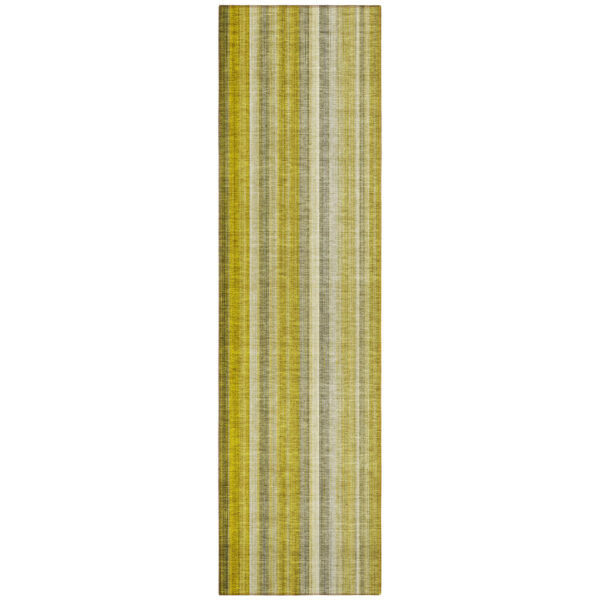 2' X 8' Gold Striped Washable Non Skid Indoor Outdoor Runner Rug