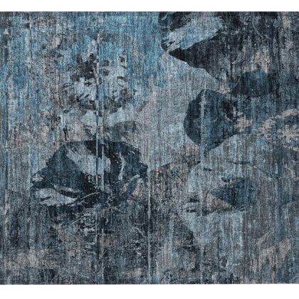 2' X 3' Blue and Dark Blue Abstract Washable Indoor Outdoor Area Rug