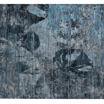 2' X 3' Blue and Dark Blue Abstract Washable Indoor Outdoor Area Rug