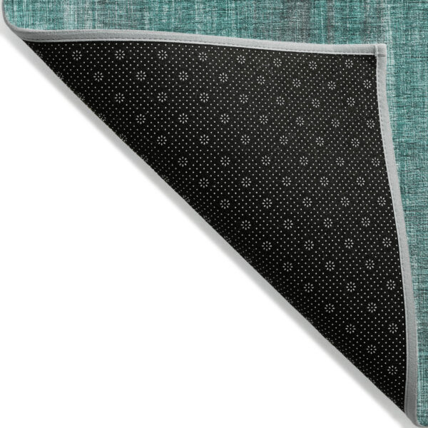 2' X 3' Teal Striped Washable Non Skid Indoor Outdoor Area Rug