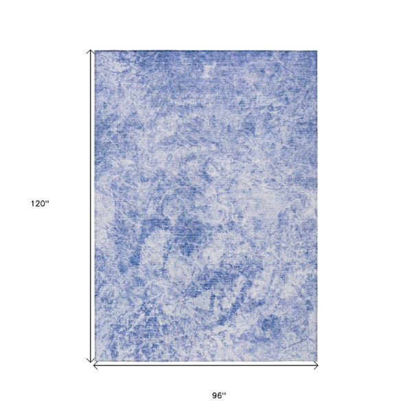 8' X 10' Blue Abstract Washable Non Skid Indoor Outdoor Area Rug