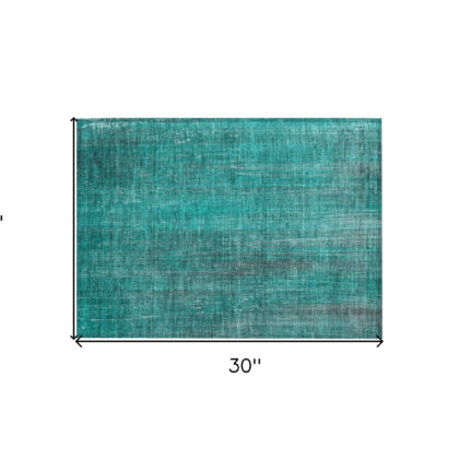 2' X 3' Teal Striped Washable Non Skid Indoor Outdoor Area Rug