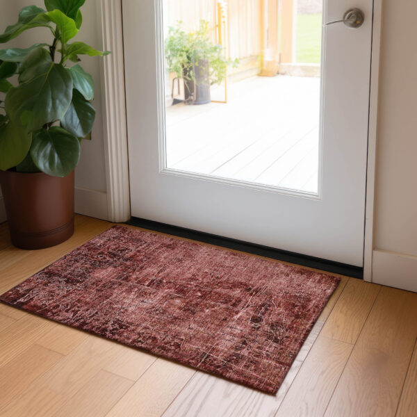 2' X 3' Merlot Abstract Washable Non Skid Indoor Outdoor Area Rug