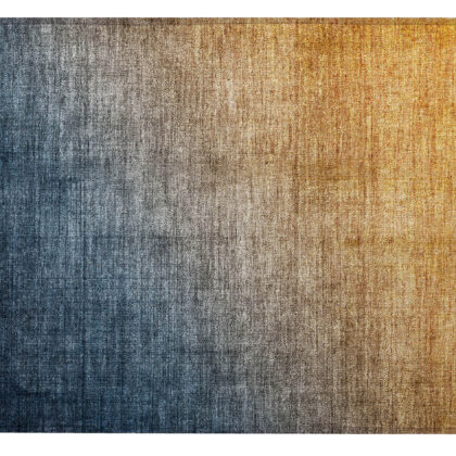 2' X 3' Denim and Gold Ombre Washable Non Skid Indoor Outdoor Area Rug