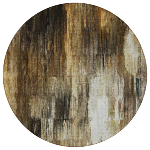 8' Round Chocolate Round Abstract Washable Non Skid Indoor Outdoor Area Rug