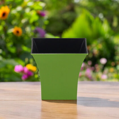 5" Lime Green Recycled Plastic Indoor Outdoor Square Pot Planter