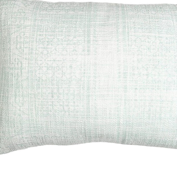 16" X 24" Mint Green Hand Woven Indoor Outdoor Throw Pillow Cover With Tassels