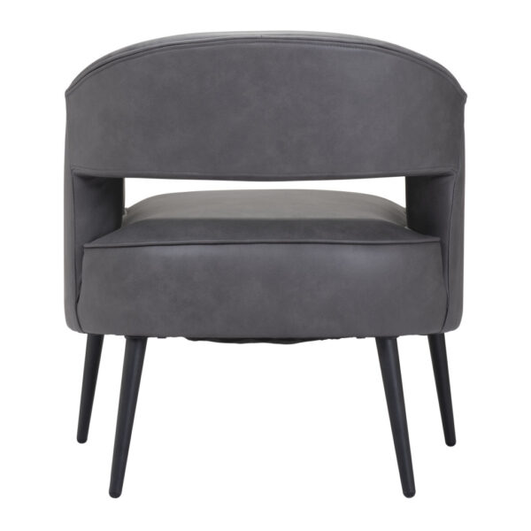 27" Gray And Gold Faux Leather And Upholstered Arm Chair