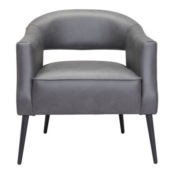 27" Gray And Gold Faux Leather And Upholstered Arm Chair