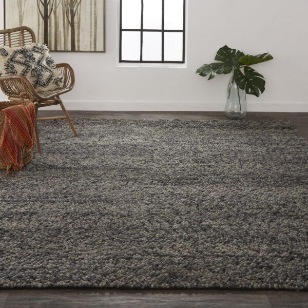 8' X 11' Gray Taupe And Black Wool Hand Woven Stain Resistant Area Rug
