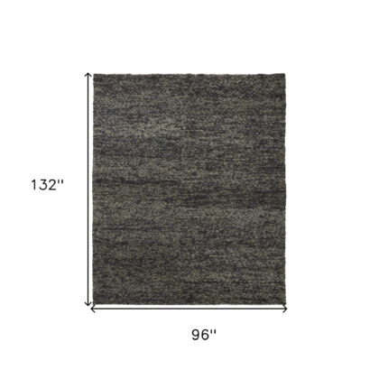 8' X 11' Gray Taupe And Black Wool Hand Woven Stain Resistant Area Rug