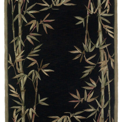 4'X6' Black Hand Tufted Bordered Bamboo Indoor Area Rug