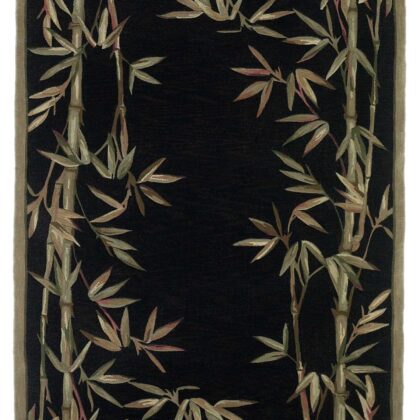 4'X6' Black Hand Tufted Bordered Bamboo Indoor Area Rug