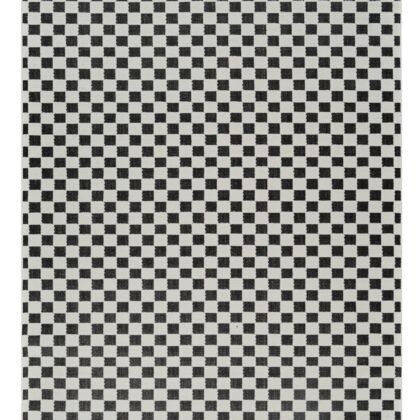5' X 7' Black and White Geometric Distressed Indoor Outdoor Area Rug