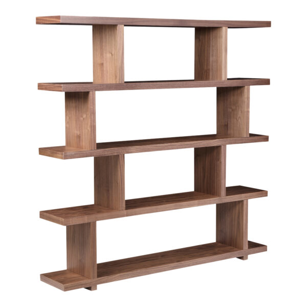 Brown And Natural Wood Five Tier Bookcase