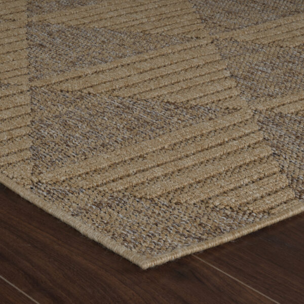 7' X 10' Beige and Brown Geometric Distressed Indoor Outdoor Area Rug