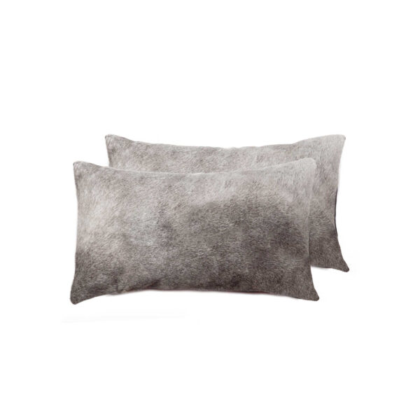 12" X 20" X 5" Gray Cowhide  Pillow 2 Pack