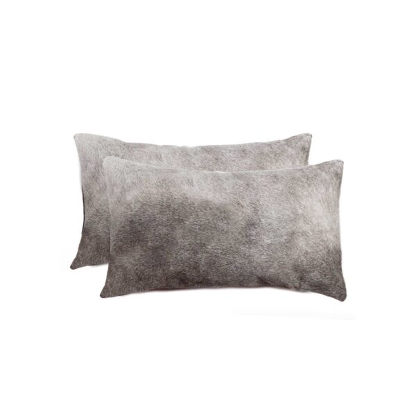 12" X 20" X 5" Gray Cowhide  Pillow 2 Pack